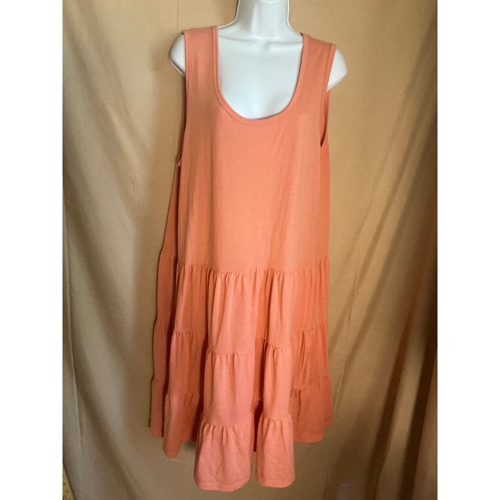 Summer & Rose Tiered Dress Women XL Coral Pink Excellent Sleeveless Knit Scoop